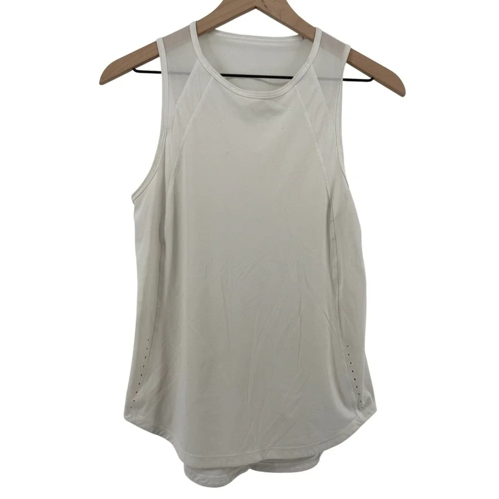 Lululemon Sculpt Tank Top White Women‎ 4 Mesh Lightweight Athleisure W1H81S READ
